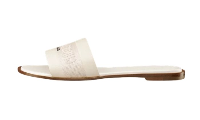 Pelle di vitello e cotone ricamato bianchi